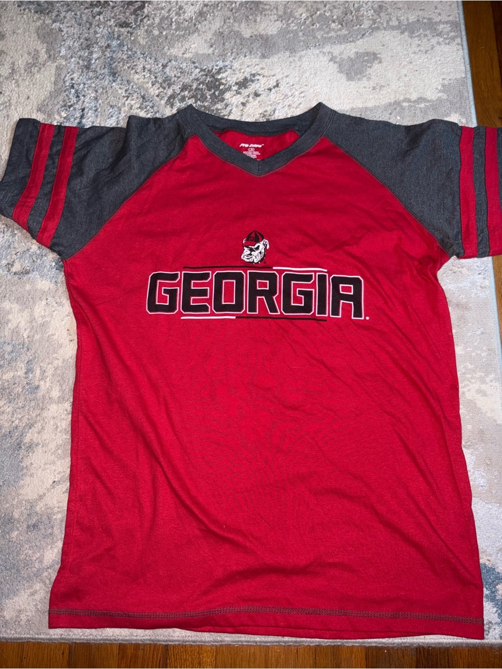 Pro Edge Georgia Red and Gray Short Sleeve Tee